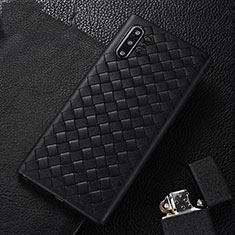 Coque Silicone Gel Motif Cuir Housse Etui H01 pour Samsung Galaxy Note 10 Plus 5G Noir