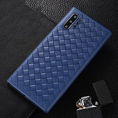 Coque Silicone Gel Motif Cuir Housse Etui H01 pour Samsung Galaxy Note 10 Plus Bleu