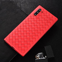 Coque Silicone Gel Motif Cuir Housse Etui H01 pour Samsung Galaxy Note 10 Rouge