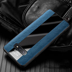 Coque Silicone Gel Motif Cuir Housse Etui H01 pour Samsung Galaxy S10e Bleu