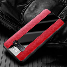 Coque Silicone Gel Motif Cuir Housse Etui H01 pour Samsung Galaxy S10e Rouge