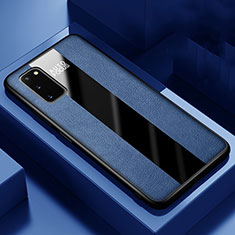 Coque Silicone Gel Motif Cuir Housse Etui H01 pour Samsung Galaxy S20 5G Bleu