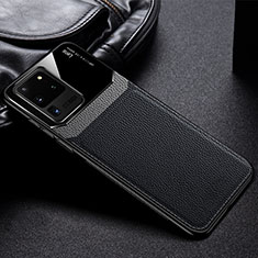 Coque Silicone Gel Motif Cuir Housse Etui H01 pour Samsung Galaxy S20 Ultra 5G Noir