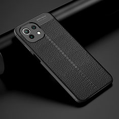 Coque Silicone Gel Motif Cuir Housse Etui H01 pour Xiaomi Mi 11 Lite 4G Noir