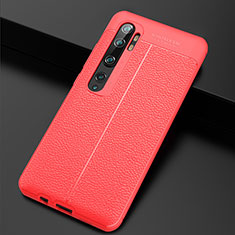 Coque Silicone Gel Motif Cuir Housse Etui H01 pour Xiaomi Mi Note 10 Rouge