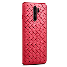 Coque Silicone Gel Motif Cuir Housse Etui H01 pour Xiaomi Redmi Note 8 Pro Rouge