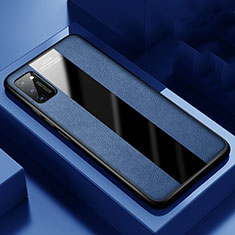 Coque Silicone Gel Motif Cuir Housse Etui H02 pour Huawei Honor V30 Pro 5G Bleu