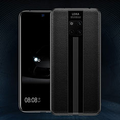 Coque Silicone Gel Motif Cuir Housse Etui H02 pour Huawei Mate 20 Pro Noir