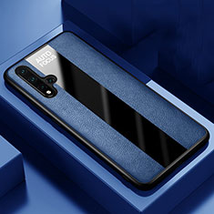 Coque Silicone Gel Motif Cuir Housse Etui H02 pour Huawei Nova 5 Pro Bleu