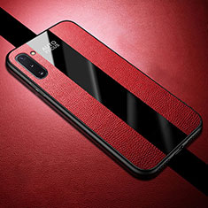 Coque Silicone Gel Motif Cuir Housse Etui H02 pour Samsung Galaxy Note 10 Rouge