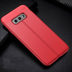 Coque Silicone Gel Motif Cuir Housse Etui H02 pour Samsung Galaxy S10e Rouge