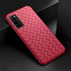 Coque Silicone Gel Motif Cuir Housse Etui H03 pour Huawei Honor 30 Lite 5G Rouge