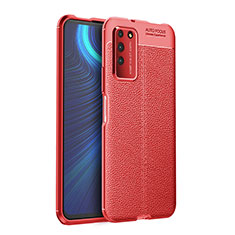 Coque Silicone Gel Motif Cuir Housse Etui H03 pour Huawei Honor X10 5G Rouge