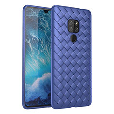 Coque Silicone Gel Motif Cuir Housse Etui H03 pour Huawei Mate 20 Bleu