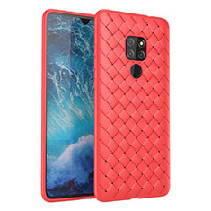 Coque Silicone Gel Motif Cuir Housse Etui H03 pour Huawei Mate 20 Rouge