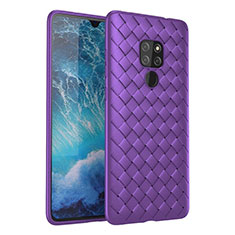 Coque Silicone Gel Motif Cuir Housse Etui H03 pour Huawei Mate 20 Violet