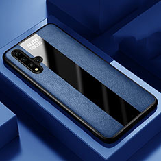 Coque Silicone Gel Motif Cuir Housse Etui H03 pour Huawei Nova 5T Bleu