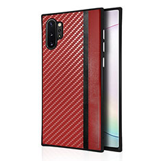 Coque Silicone Gel Motif Cuir Housse Etui H03 pour Samsung Galaxy Note 10 Plus 5G Rouge