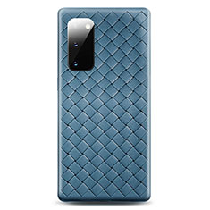 Coque Silicone Gel Motif Cuir Housse Etui H03 pour Samsung Galaxy S20 5G Bleu Ciel