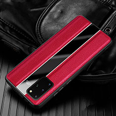 Coque Silicone Gel Motif Cuir Housse Etui H03 pour Samsung Galaxy S20 Plus 5G Rouge
