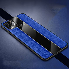 Coque Silicone Gel Motif Cuir Housse Etui H04 pour Apple iPhone 11 Pro Max Bleu