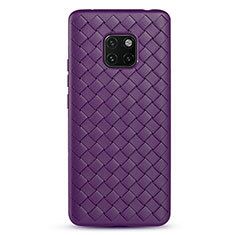 Coque Silicone Gel Motif Cuir Housse Etui H04 pour Huawei Mate 20 Pro Violet