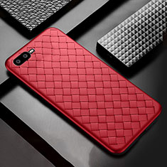 Coque Silicone Gel Motif Cuir Housse Etui H04 pour Oppo R17 Neo Rouge