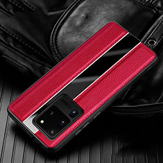Coque Silicone Gel Motif Cuir Housse Etui H04 pour Samsung Galaxy S20 Ultra 5G Rouge