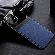 Coque Silicone Gel Motif Cuir Housse Etui H04 pour Xiaomi Mi 11 5G Bleu