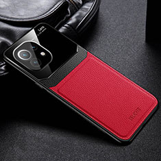 Coque Silicone Gel Motif Cuir Housse Etui H04 pour Xiaomi Mi 11 5G Rouge