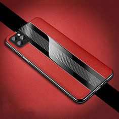 Coque Silicone Gel Motif Cuir Housse Etui H05 pour Apple iPhone 11 Pro Rouge