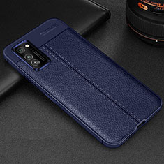 Coque Silicone Gel Motif Cuir Housse Etui H05 pour Huawei Honor V30 Pro 5G Bleu