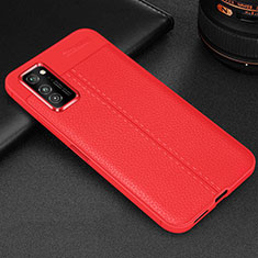 Coque Silicone Gel Motif Cuir Housse Etui H05 pour Huawei Honor V30 Pro 5G Rouge