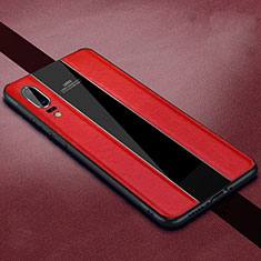 Coque Silicone Gel Motif Cuir Housse Etui H05 pour Huawei P20 Rouge