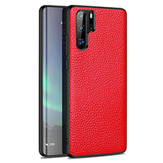 Coque Silicone Gel Motif Cuir Housse Etui H05 pour Huawei P30 Pro Rouge