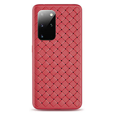 Coque Silicone Gel Motif Cuir Housse Etui H05 pour Samsung Galaxy S20 Plus 5G Rouge