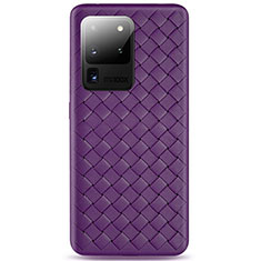 Coque Silicone Gel Motif Cuir Housse Etui H05 pour Samsung Galaxy S20 Ultra 5G Violet