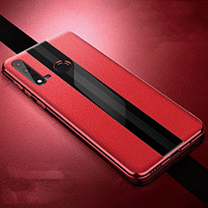 Coque Silicone Gel Motif Cuir Housse Etui H06 pour Huawei Nova 5i Rouge