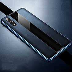 Coque Silicone Gel Motif Cuir Housse Etui H07 pour Huawei P20 Bleu