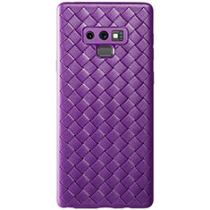 Coque Silicone Gel Motif Cuir Housse Etui L01 pour Samsung Galaxy Note 9 Violet