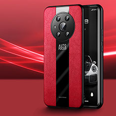 Coque Silicone Gel Motif Cuir Housse Etui PB1 pour Huawei Honor Magic3 5G Rouge