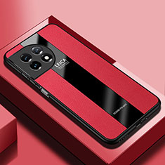 Coque Silicone Gel Motif Cuir Housse Etui PB1 pour OnePlus 11 5G Rouge