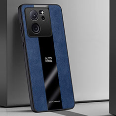 Coque Silicone Gel Motif Cuir Housse Etui PB1 pour Xiaomi Mi 13T 5G Bleu