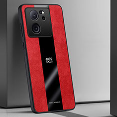 Coque Silicone Gel Motif Cuir Housse Etui PB1 pour Xiaomi Mi 13T Pro 5G Rouge