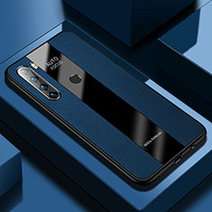 Coque Silicone Gel Motif Cuir Housse Etui PB1 pour Xiaomi Redmi Note 8 (2021) Bleu