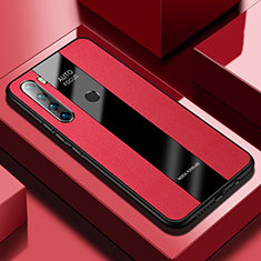 Coque Silicone Gel Motif Cuir Housse Etui PB1 pour Xiaomi Redmi Note 8 (2021) Rouge