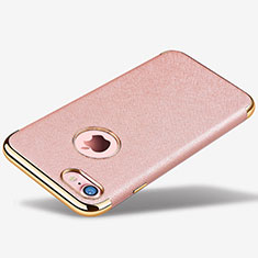 Coque Silicone Gel Motif Cuir Housse Etui pour Apple iPhone 7 Or Rose