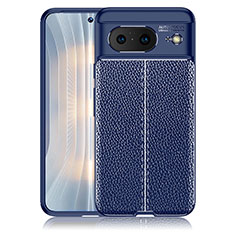 Coque Silicone Gel Motif Cuir Housse Etui pour Google Pixel 8 5G Bleu