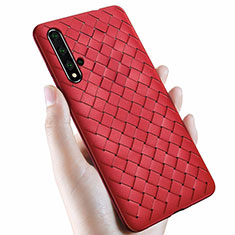 Coque Silicone Gel Motif Cuir Housse Etui pour Huawei Honor 20 Rouge