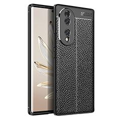 Coque Silicone Gel Motif Cuir Housse Etui pour Huawei Honor 70 5G Noir
